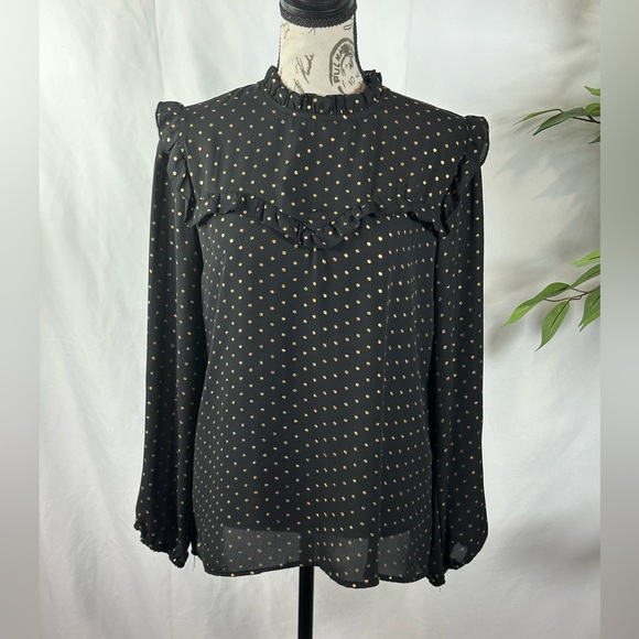 Black Blouse with Gold Polka Dots - Picture 9 of 10